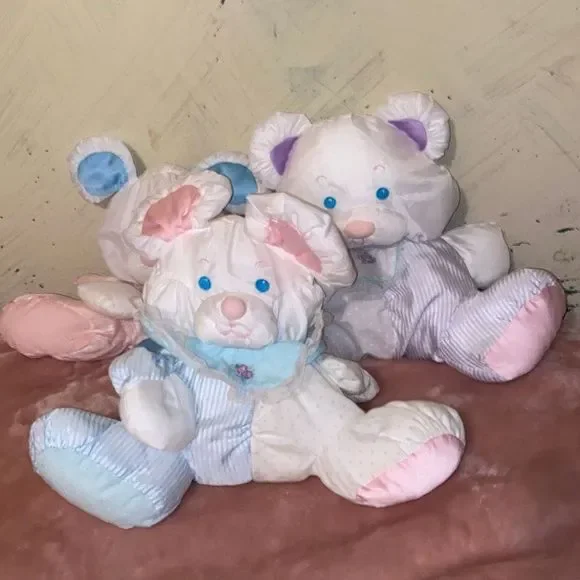 3 Rare PUFFALUMP Fisher Price Baby Bear Baby Mouse & Baby Doggie all w/ rattles - Picture 2 of 16